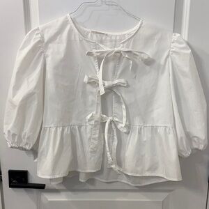 Sunday White Tie-Front Blouse